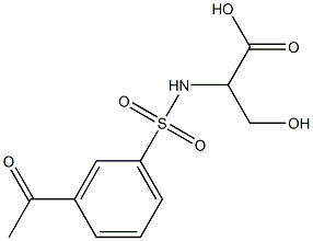 2-[(3-acetylbenzene)sulfonamido]-3-hydroxypropanoic acid Struktur