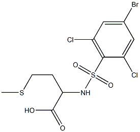 2-[(4-bromo-2,6-dichlorobenzene)sulfonamido]-4-(methylsulfanyl)butanoic acid Struktur