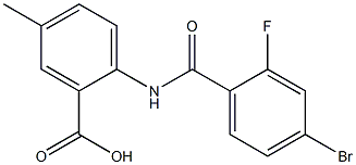 2-[(4-bromo-2-fluorobenzene)amido]-5-methylbenzoic acid Struktur