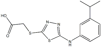 2-[(5-{[3-(propan-2-yl)phenyl]amino}-1,3,4-thiadiazol-2-yl)sulfanyl]acetic acid Struktur