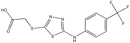 2-[(5-{[4-(trifluoromethyl)phenyl]amino}-1,3,4-thiadiazol-2-yl)sulfanyl]acetic acid Struktur