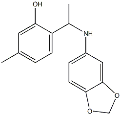 2-[1-(2H-1,3-benzodioxol-5-ylamino)ethyl]-5-methylphenol Struktur