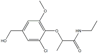 2-[2-chloro-4-(hydroxymethyl)-6-methoxyphenoxy]-N-ethylpropanamide Struktur