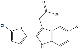 2-[5-chloro-2-(5-chlorothiophen-2-yl)-1H-indol-3-yl]acetic acid Struktur