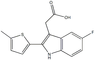 2-[5-fluoro-2-(5-methylthiophen-2-yl)-1H-indol-3-yl]acetic acid Struktur