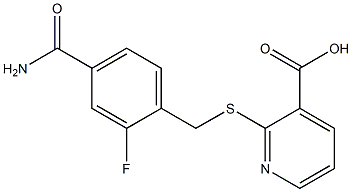 2-{[(4-carbamoyl-2-fluorophenyl)methyl]sulfanyl}pyridine-3-carboxylic acid Struktur