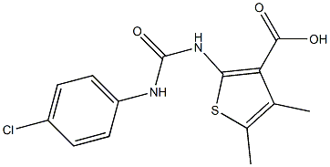 2-{[(4-chlorophenyl)carbamoyl]amino}-4,5-dimethylthiophene-3-carboxylic acid Struktur