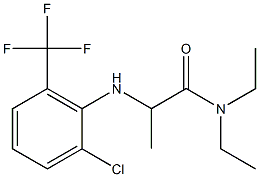 2-{[2-chloro-6-(trifluoromethyl)phenyl]amino}-N,N-diethylpropanamide Struktur