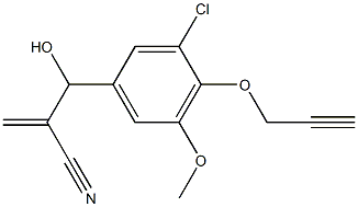 2-{[3-chloro-5-methoxy-4-(prop-2-yn-1-yloxy)phenyl](hydroxy)methyl}prop-2-enenitrile Struktur