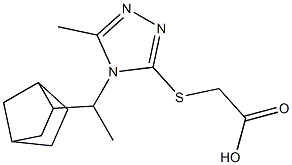 2-{[4-(1-{bicyclo[2.2.1]heptan-2-yl}ethyl)-5-methyl-4H-1,2,4-triazol-3-yl]sulfanyl}acetic acid Struktur