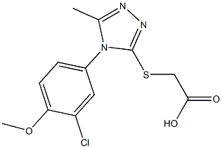 2-{[4-(3-chloro-4-methoxyphenyl)-5-methyl-4H-1,2,4-triazol-3-yl]sulfanyl}acetic acid Struktur