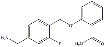 2-{[4-(aminomethyl)-2-fluorophenyl]methoxy}benzamide Struktur