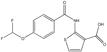 2-{[4-(difluoromethoxy)benzene]amido}thiophene-3-carboxylic acid Struktur