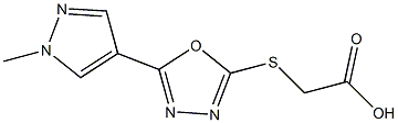 2-{[5-(1-methyl-1H-pyrazol-4-yl)-1,3,4-oxadiazol-2-yl]sulfanyl}acetic acid Struktur