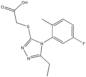 2-{[5-ethyl-4-(5-fluoro-2-methylphenyl)-4H-1,2,4-triazol-3-yl]sulfanyl}acetic acid Struktur