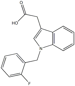 2-{1-[(2-fluorophenyl)methyl]-1H-indol-3-yl}acetic acid Struktur