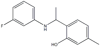 2-{1-[(3-fluorophenyl)amino]ethyl}-5-methylphenol Struktur