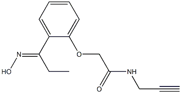 2-{2-[(1E)-N-hydroxypropanimidoyl]phenoxy}-N-prop-2-ynylacetamide Struktur