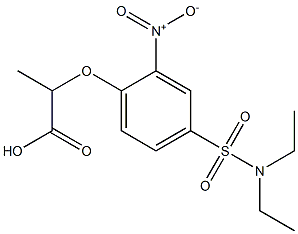 2-{4-[(diethylamino)sulfonyl]-2-nitrophenoxy}propanoic acid Struktur