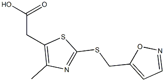 2-{4-methyl-2-[(1,2-oxazol-5-ylmethyl)sulfanyl]-1,3-thiazol-5-yl}acetic acid Struktur