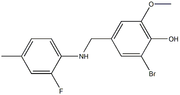 2-bromo-4-{[(2-fluoro-4-methylphenyl)amino]methyl}-6-methoxyphenol Struktur