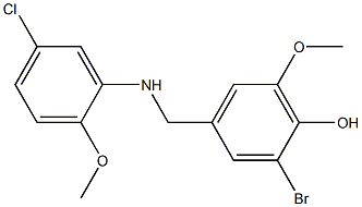 2-bromo-4-{[(5-chloro-2-methoxyphenyl)amino]methyl}-6-methoxyphenol Struktur