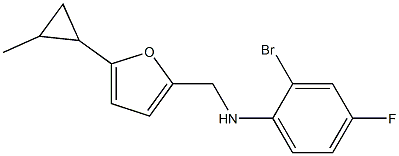 2-bromo-4-fluoro-N-{[5-(2-methylcyclopropyl)furan-2-yl]methyl}aniline Struktur