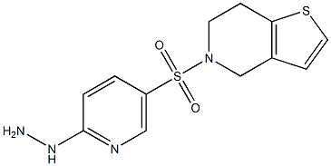 2-hydrazinyl-5-{4H,5H,6H,7H-thieno[3,2-c]pyridine-5-sulfonyl}pyridine Struktur