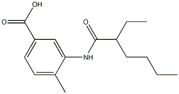 3-(2-ethylhexanamido)-4-methylbenzoic acid Struktur