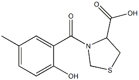 3-(2-hydroxy-5-methylbenzoyl)-1,3-thiazolidine-4-carboxylic acid Struktur