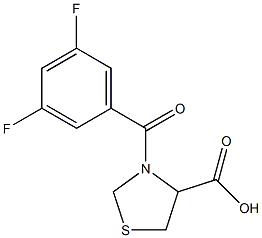 3-(3,5-difluorobenzoyl)-1,3-thiazolidine-4-carboxylic acid Struktur