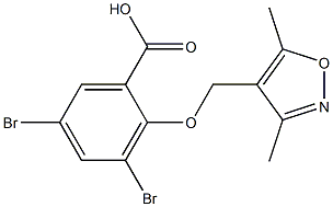 3,5-dibromo-2-[(3,5-dimethylisoxazol-4-yl)methoxy]benzoic acid Struktur