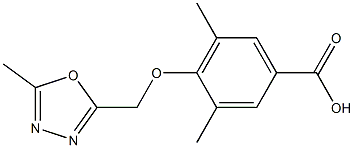 3,5-dimethyl-4-[(5-methyl-1,3,4-oxadiazol-2-yl)methoxy]benzoic acid Struktur