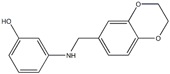 3-[(2,3-dihydro-1,4-benzodioxin-6-ylmethyl)amino]phenol Struktur