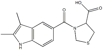 3-[(2,3-dimethyl-1H-indol-5-yl)carbonyl]-1,3-thiazolidine-4-carboxylic acid Struktur