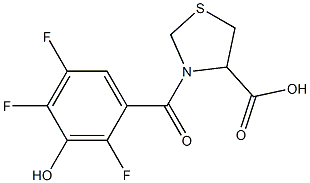 3-[(2,4,5-trifluoro-3-hydroxyphenyl)carbonyl]-1,3-thiazolidine-4-carboxylic acid Struktur