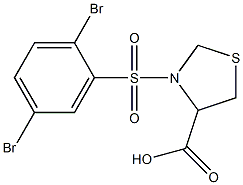 3-[(2,5-dibromobenzene)sulfonyl]-1,3-thiazolidine-4-carboxylic acid Struktur