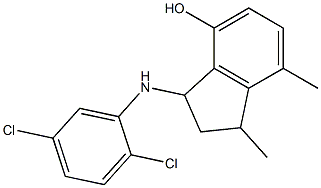 3-[(2,5-dichlorophenyl)amino]-1,7-dimethyl-2,3-dihydro-1H-inden-4-ol Struktur