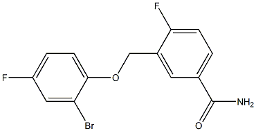 3-[(2-bromo-4-fluorophenoxy)methyl]-4-fluorobenzamide Struktur