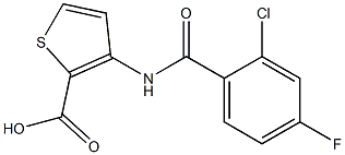 3-[(2-chloro-4-fluorobenzoyl)amino]thiophene-2-carboxylic acid Struktur