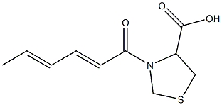 3-[(2E,4E)-hexa-2,4-dienoyl]-1,3-thiazolidine-4-carboxylic acid Struktur