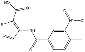 3-[(4-methyl-3-nitrobenzene)amido]thiophene-2-carboxylic acid Struktur