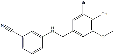 3-{[(3-bromo-4-hydroxy-5-methoxyphenyl)methyl]amino}benzonitrile Struktur