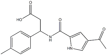 3-{[(4-acetyl-1H-pyrrol-2-yl)carbonyl]amino}-3-(4-methylphenyl)propanoic acid Struktur