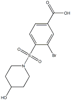 3-bromo-4-[(4-hydroxypiperidine-1-)sulfonyl]benzoic acid Struktur