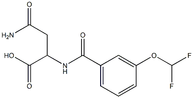 3-carbamoyl-2-{[3-(difluoromethoxy)phenyl]formamido}propanoic acid Struktur