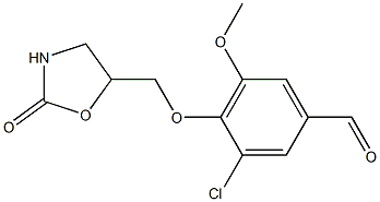 3-chloro-5-methoxy-4-[(2-oxo-1,3-oxazolidin-5-yl)methoxy]benzaldehyde Struktur