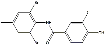 3-chloro-N-(2,6-dibromo-4-methylphenyl)-4-hydroxybenzamide Struktur