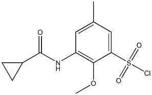 3-cyclopropaneamido-2-methoxy-5-methylbenzene-1-sulfonyl chloride Struktur