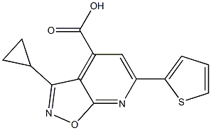 3-cyclopropyl-6-thien-2-ylisoxazolo[5,4-b]pyridine-4-carboxylic acid Struktur